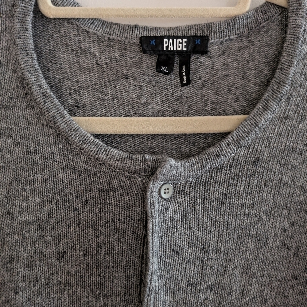 Paige Men's XL Long Sleeve Fielder Henley Sweater Heather Grey - Picture 5 of 6